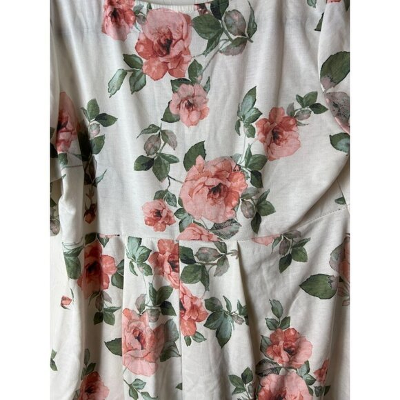 La Clef XL Women Floral Print White Pink Elbow Sleeve Baby Doll Tunic - Picture 5 of 7